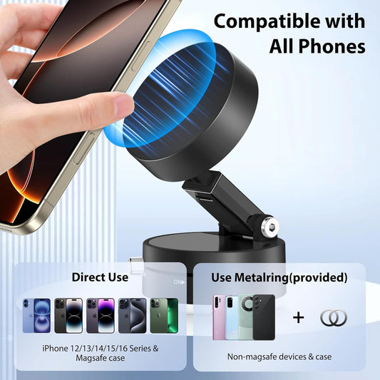 Magnetic + Vacuum Suction Phone Holder