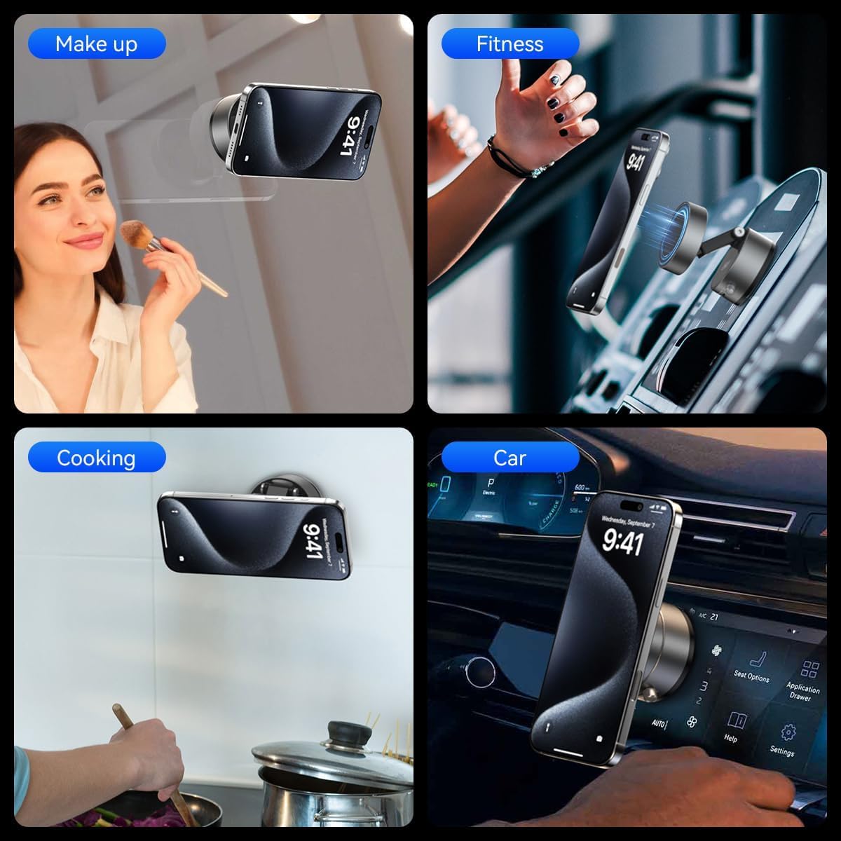 Magnetic + Vacuum Suction Phone Holder